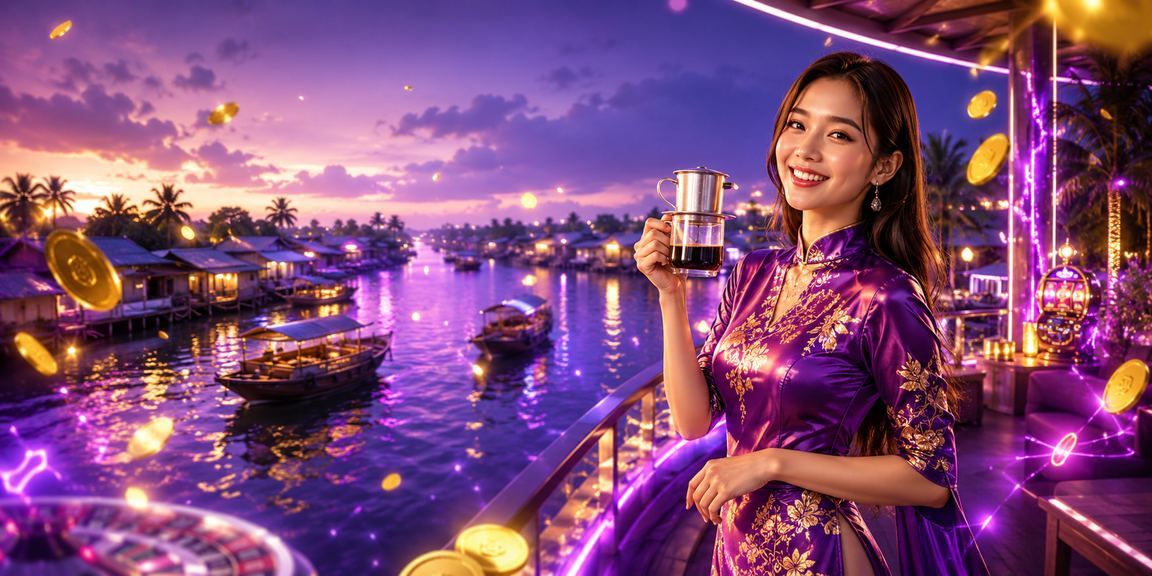 Người dùng Mekong thư giãn và tham gia casino trực tuyến bên ly cà phê
