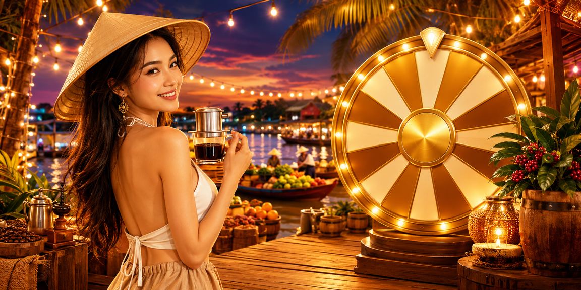 Người dùng Việt Nam thưởng thức cà phê và tham gia rút thăm may mắn tại vùng Mekong